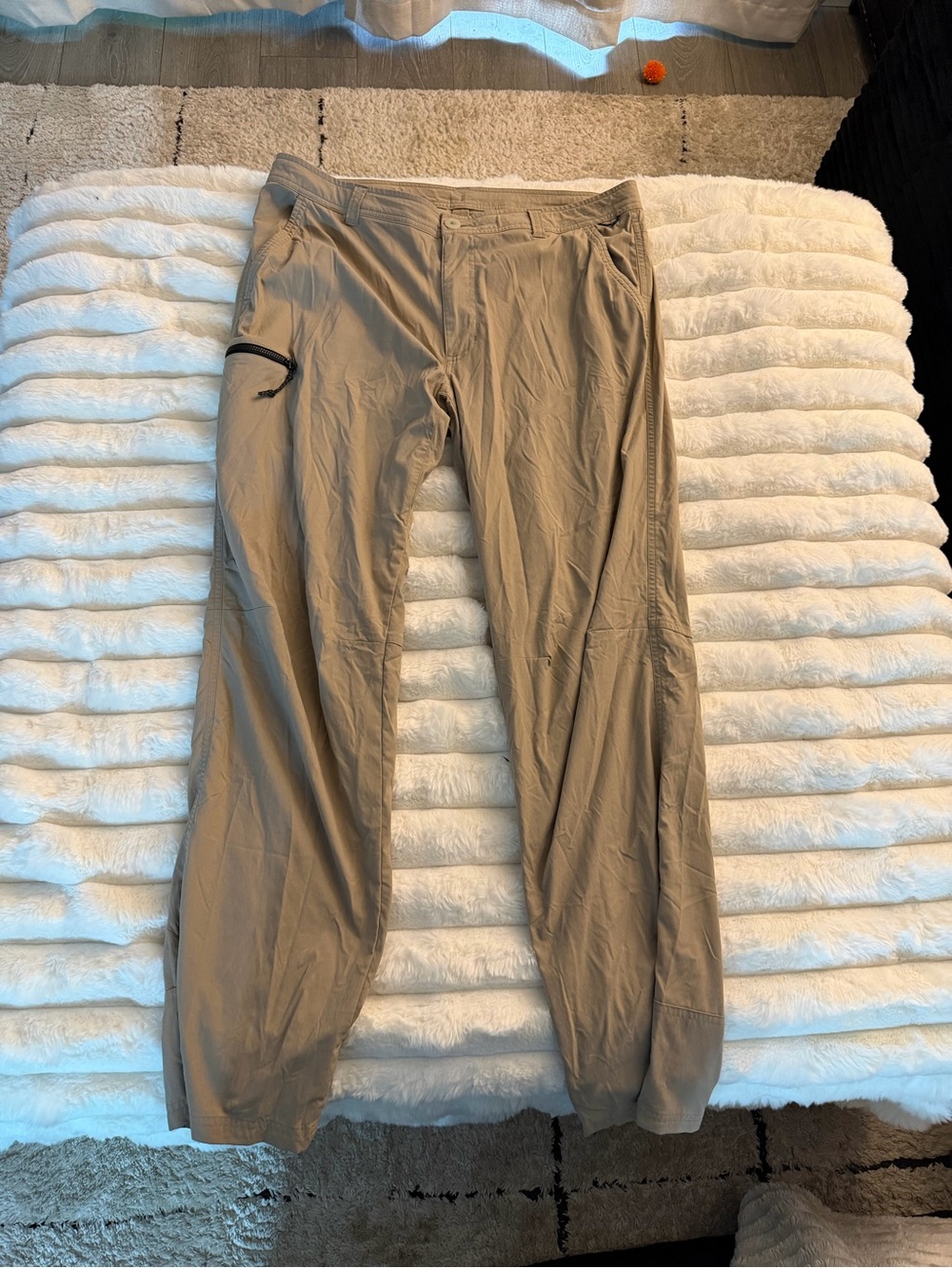 REI Men's Tan Cargo Pants with Side Zip Pocket